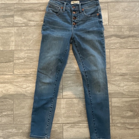 MADEWELL BUTTON FLY JEANS SZ 25 MID RISE CROP GREAT FIND - Picture 3 of 4